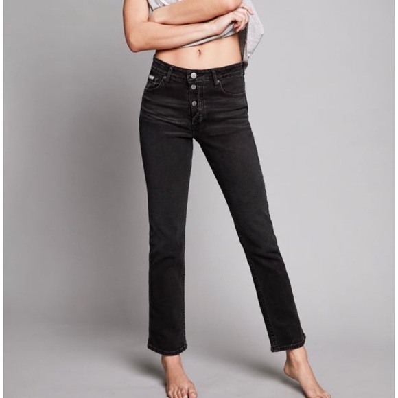 calvin klein high rise straight jeans